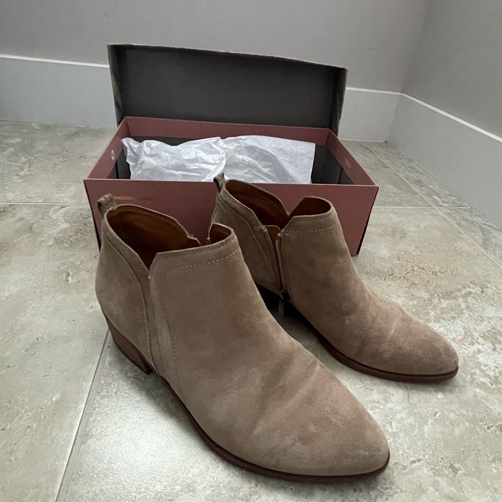 Franco Sarto Suede Paivley Sandstone Ankle Boots/Booties